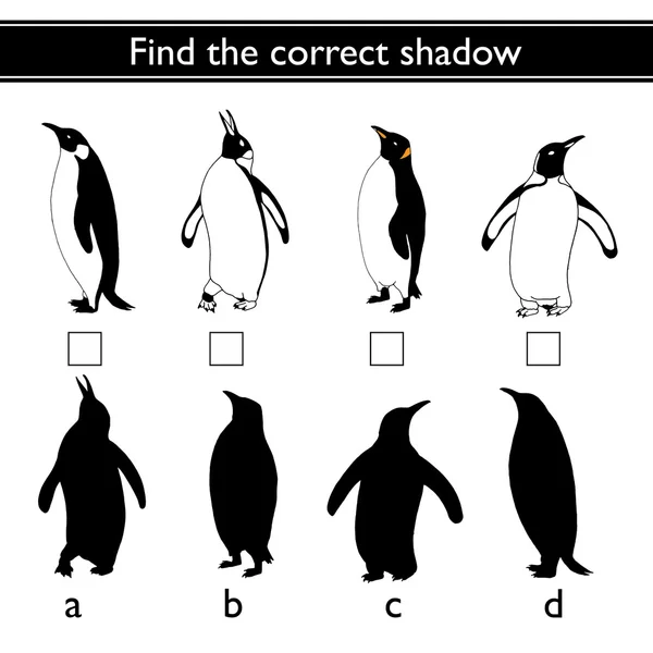 Encontre a sombra correta (pinguim ) —  Vetores de Stock