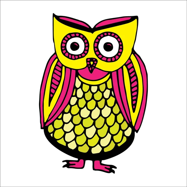 Retro vivid owl illustration — Stock Vector