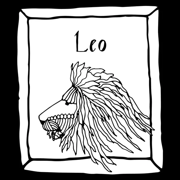 Leo horóscopo signo vectorizado mano dibujar — Vector de stock