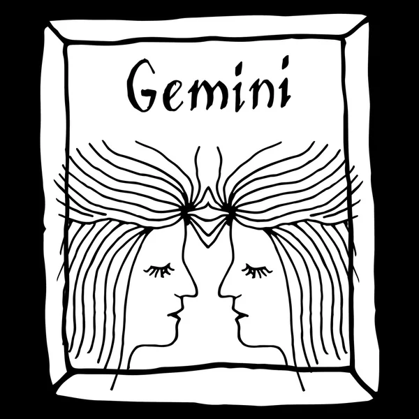Gemini horoscope sign vectorized hand draw — Stock Vector