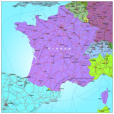Yol ve Fransa'nın idari harita