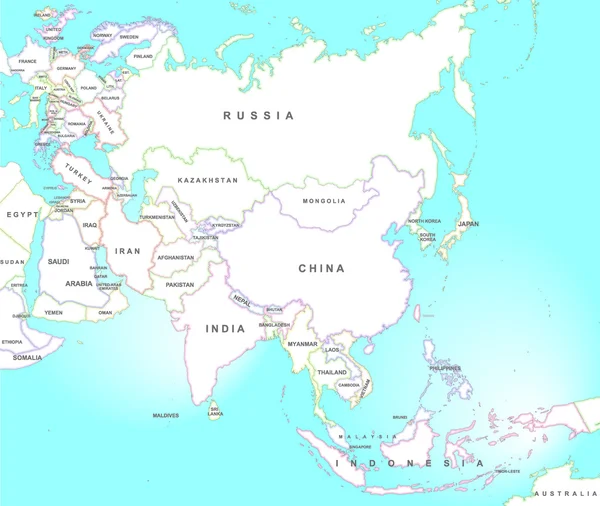 Mapa Asie v retro stylu — Stockový vektor