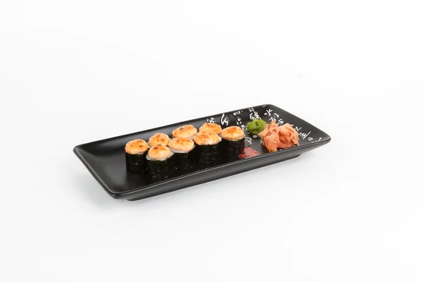 Ízletes forró sushi szett kagyló képe — Stock Fotó