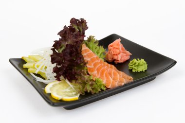 Somon ile lezzetli sashimi görüntüsünü