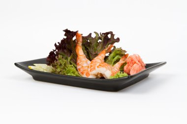 Karides ile lezzetli sashimi görüntüsünü