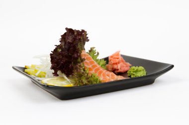 Somon ile lezzetli sashimi görüntüsünü