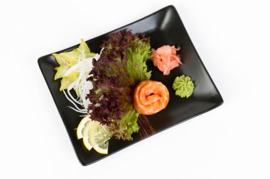 Somon ile lezzetli sashimi görüntüsünü