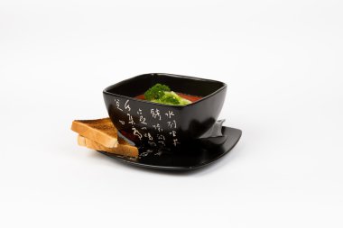 Görüntü ile ekmek domates çorbası