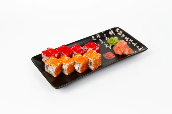 A rák és a piros masago ízletes sushi kép — Stock Fotó
