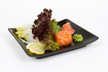 Somon ile lezzetli sashimi görüntüsünü