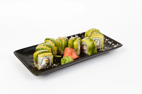 Foto van lekkere sushi set met mosselen Stockafbeelding