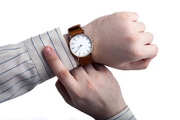 Man looking at the time close up — Stock Photo, Image