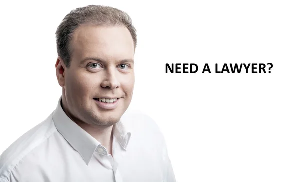 Man lawyer with an icon on a white background — Stock Photo, Image