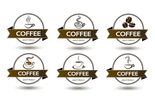 Juego de insignias taza de café bebida — Vector de stock