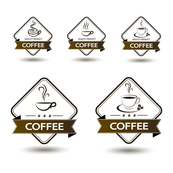 Juego de insignias taza de café bebida — Vector de stock