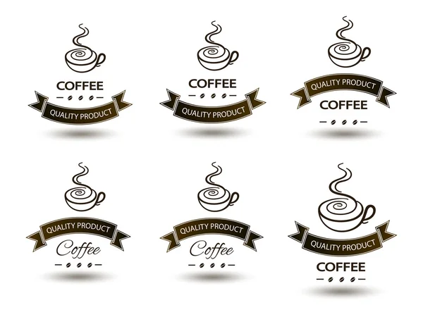 Zestaw odznaki filiżanka kawy pić — Wektor stockowy