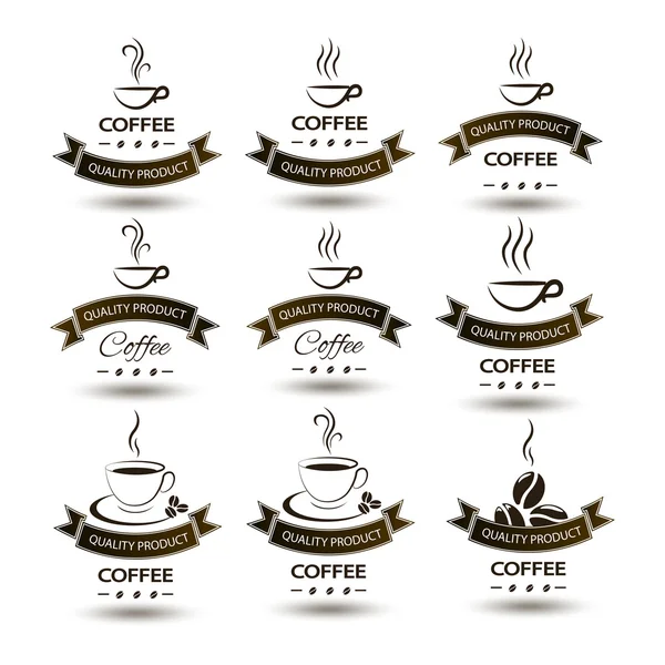 Juego de insignias taza de café bebida — Vector de stock