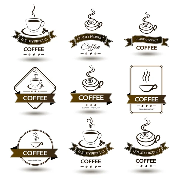 Juego de insignias taza de café bebida — Vector de stock
