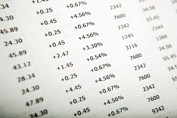 Tabla con números impresos en papel — Foto de Stock