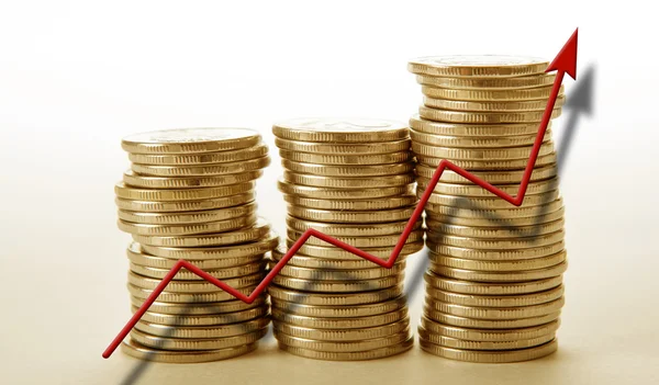 Stosy monet z diagramu — Zdjęcie stockowe