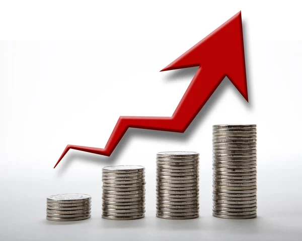 Stosy monet z diagramu — Zdjęcie stockowe
