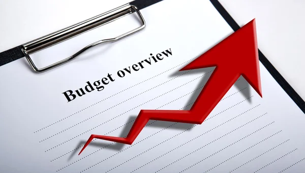 Document with title budget overview and diagram — Stock Photo, Image