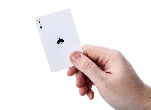 Card Ace Spades Man Hand White — Stock Photo, Image