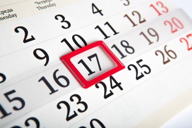 Takvim gün sayıları ile yakın çekim