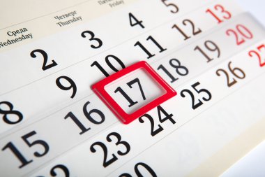 Takvim gün sayıları ile yakın çekim