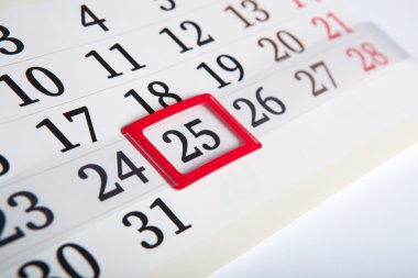 Takvim gün sayıları ile yakın çekim