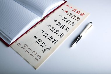 sayılar ve kalem ile takvim günü