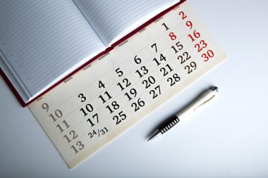 sayılar ve kalem ile takvim günü