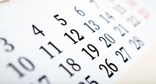 calendar days with numbers close up