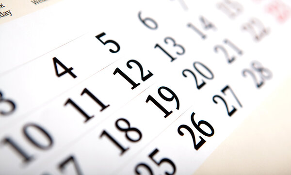 calendar days with numbers close up