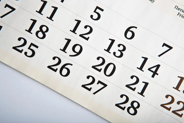 Calendar days with numbers close up — Stock Photo, Image