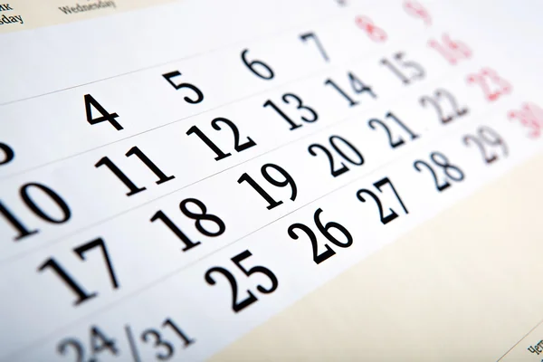 Calendar days with numbers close up — Stock Photo, Image