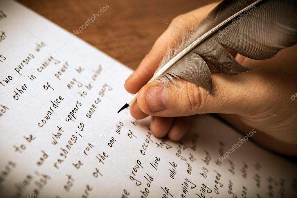 writer writes a fountain pen on paper work