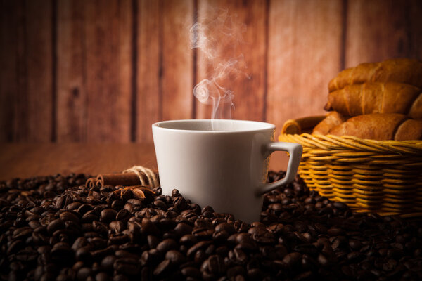 coffee still life on a wood background
