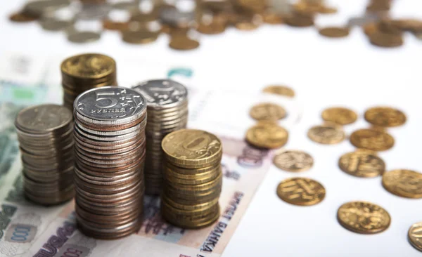 Stacks of Russian rubles with note — Stock Photo, Image