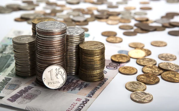 Stacks of Russian rubles with note — Stock Photo, Image