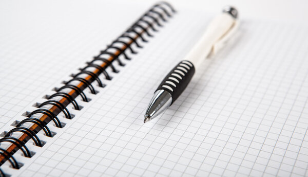 pen on a notebook into a cell