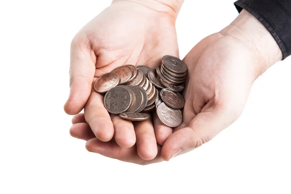 Stack of coins and human hand — Stock Photo, Image