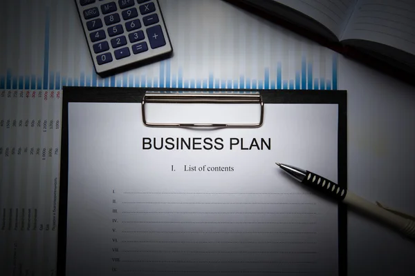 Business still life with business plan — Stock Photo, Image