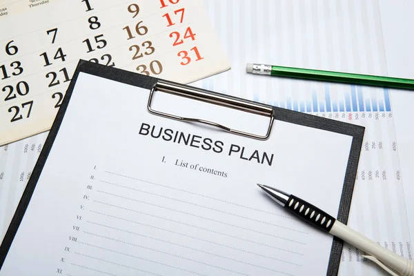 Business still life with business plan — Stock Photo, Image