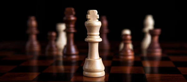 Chess game with the king in the center Royalty Free Stock Images