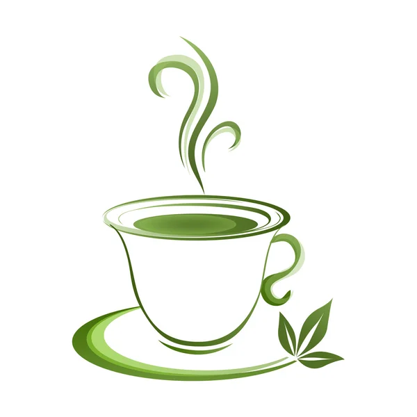 Taza de té icono verde grad — Archivo Imágenes Vectoriales