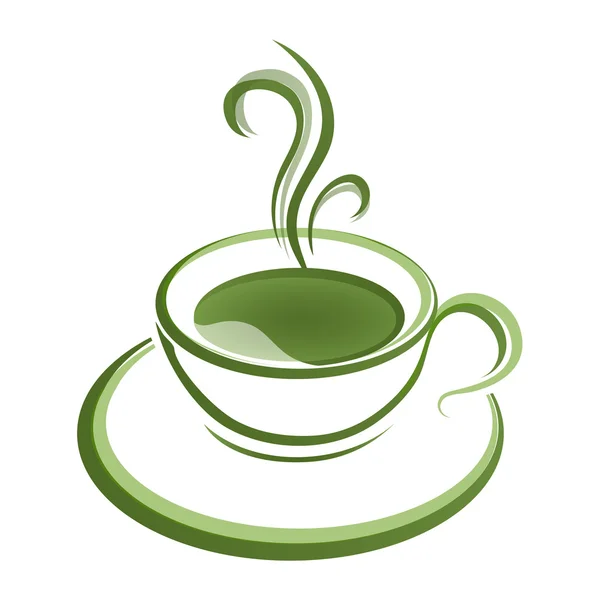 紅茶カップ緑アイコン卒業生 — ストックベクタ