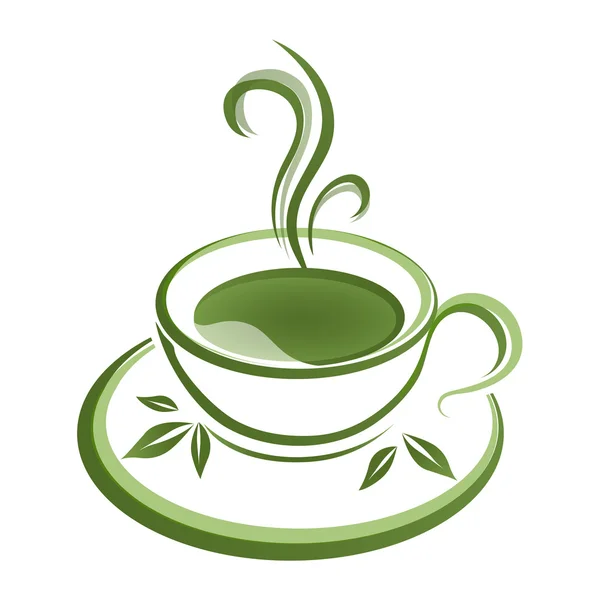 紅茶カップ緑アイコン卒業生 — ストックベクタ