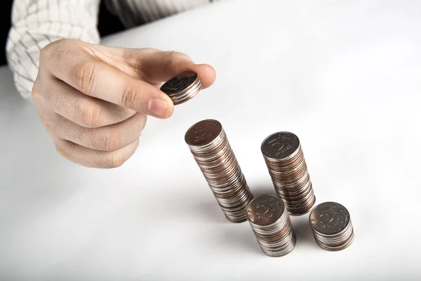 Five-ruble coin in man's hands — Stock Photo, Image