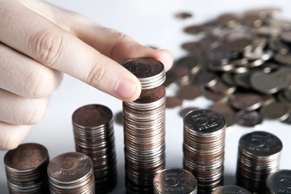 Five-ruble coin in man's hands — Stock Photo, Image